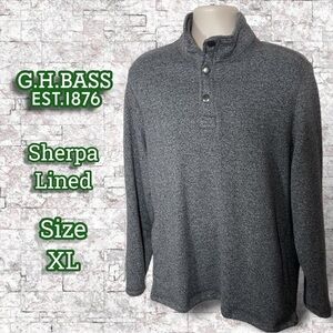 G.H.BASS & CO. Fleece Lined Herringbone Long Sleeve Quarter Snap Size XL